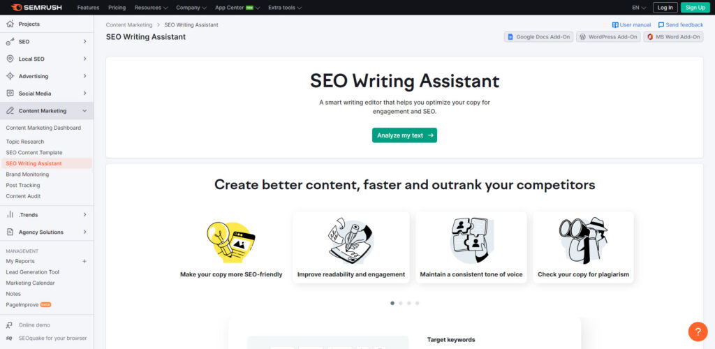 semrush writing assistant - clearscope alternative